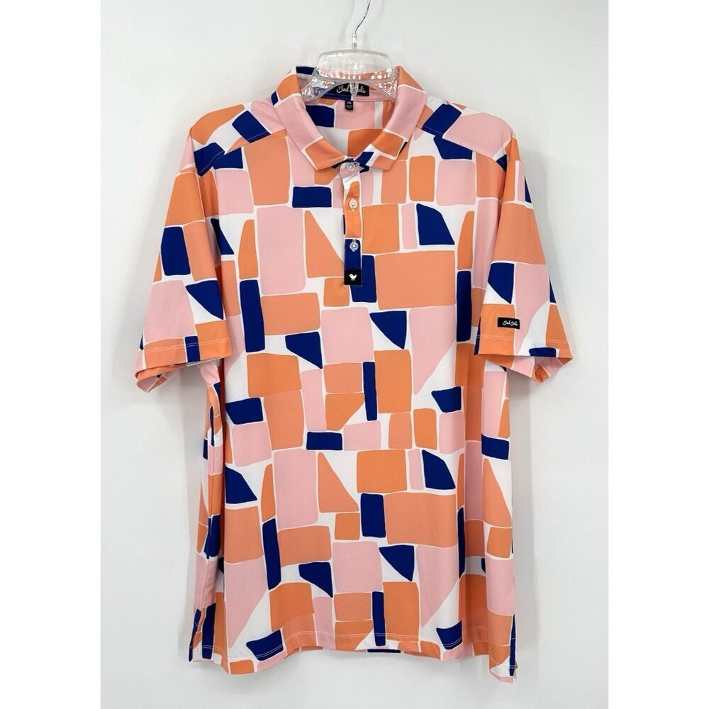 BAD BIRDIE short sleeve golf polo abstract print 2XL performance block party - Picture 2 of 9